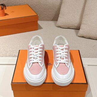 Hermes couple pink and white fashion retro casual skateboard shoes