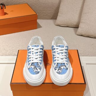 Hermes couple blue and white fashion retro casual skateboard shoes