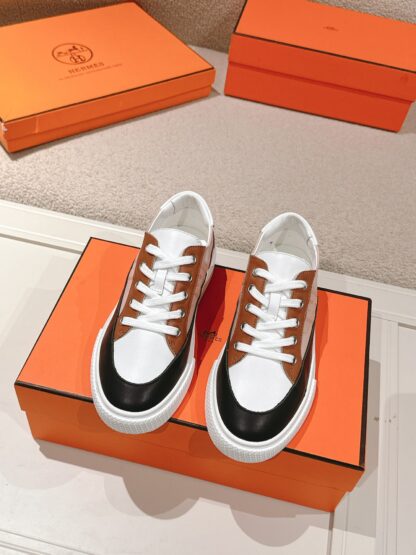 Hermes couple pink brown fashion retro casual skateboard shoes