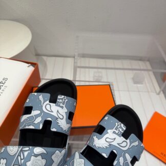 Hermès blue and white couple woven sandals