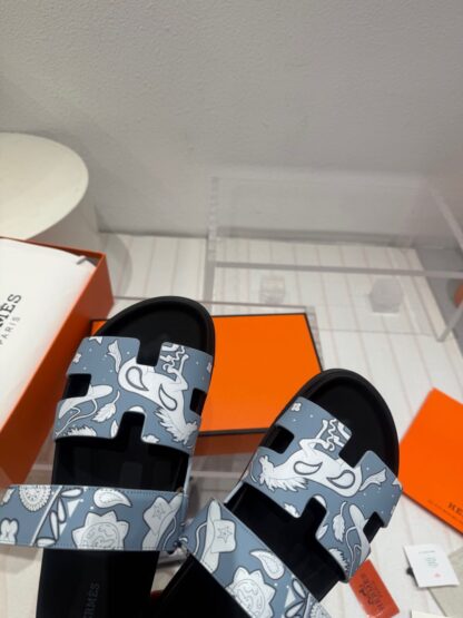Hermès blue and white couple woven sandals