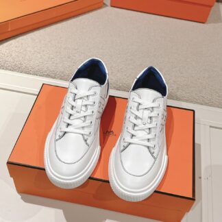 Hermes couple white and blue fashion retro casual skateboard shoes