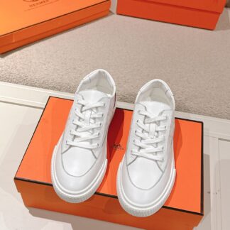 Hermes couple white and red fashion retro casual skateboard shoes