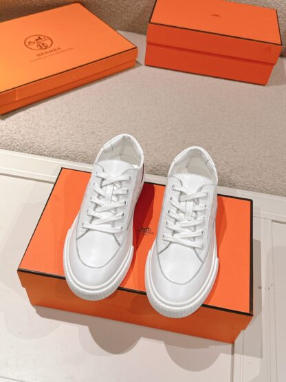 Hermes couple white and red fashion retro casual skateboard shoes