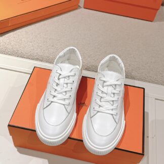 Hermes couple white and yellow fashion retro casual skateboard shoes