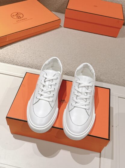 Hermes couple white and yellow fashion retro casual skateboard shoes