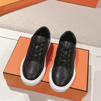 Hermes white and black couple fashion casual skateboard shoes