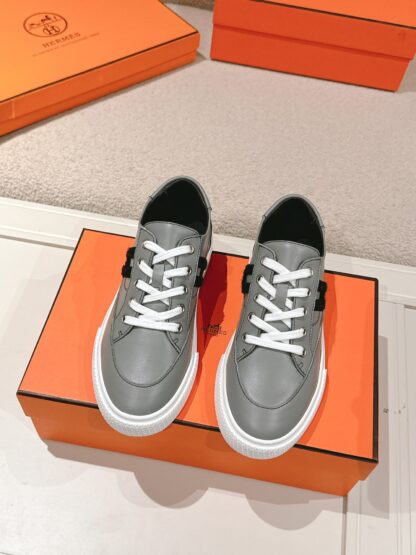 Hermes gray and black couple fashion casual skateboard shoes