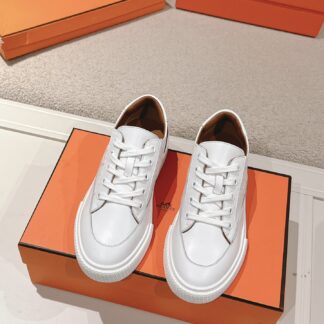 Hermes white and brown couple fashion casual skateboard shoes