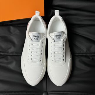 Hermès white and orange color matching high-end noble casual shoes