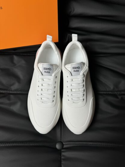 Hermès white and orange color matching high-end noble casual shoes