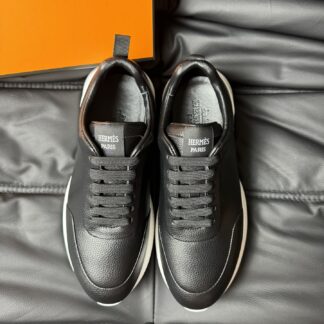 Hermès black and white high-end elegant casual shoes
