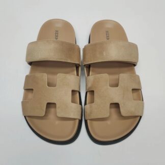 Hermès Couple's Apricot Braided Slippers