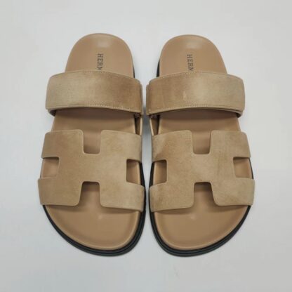 Hermès Couple's Apricot Braided Slippers