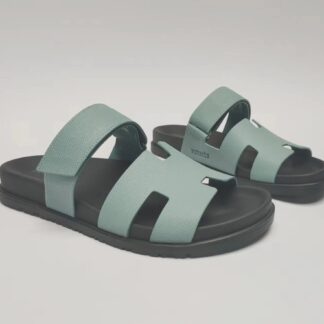 Hermès Couple Grey Blue Braided Slippers