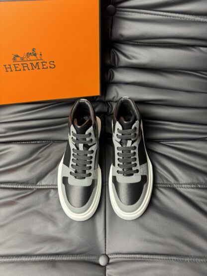 Hermès black and grey color matching high-end elegant casual shoes