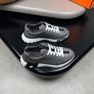 Hermes high-end noble gray and black color matching thick-soled casual shoes