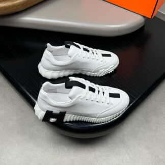 Hermes high-end noble white and black color matching thick-soled casual shoes