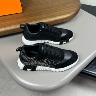 Hermès black and white color matching embroidery brand temperament thick-soled casual shoes