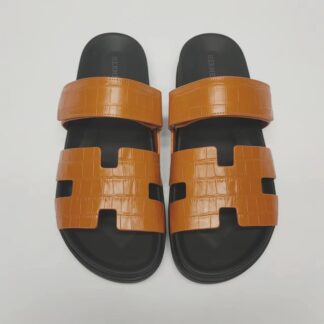 Hermès Couple's Earth-Colored Braided Slippers