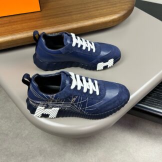 Hermès blue and white color matching embroidery brand temperament thick-soled casual shoes