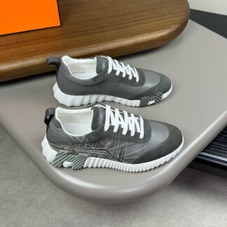 Hermès gray and white color matching embroidery brand temperament thick-soled casual shoes