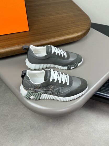 Hermès gray and white color matching embroidery brand temperament thick-soled casual shoes