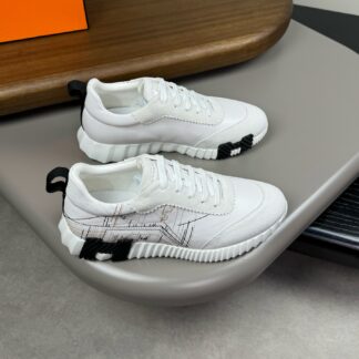 Hermès white embroidered brand temperament thick-soled casual shoes
