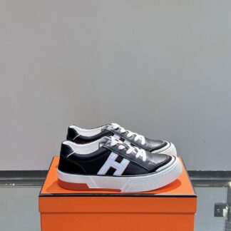 Hermes men's low-top comfortable black and white casual sports shoes