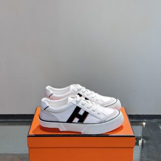 Hermes men's low-top comfortable white and black casual sports shoes
