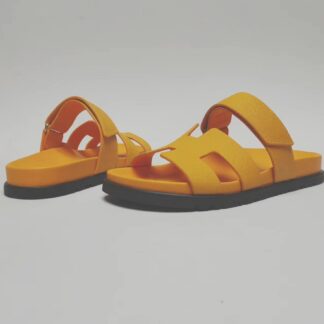 Hermès Couples Braided Yellow Slippers