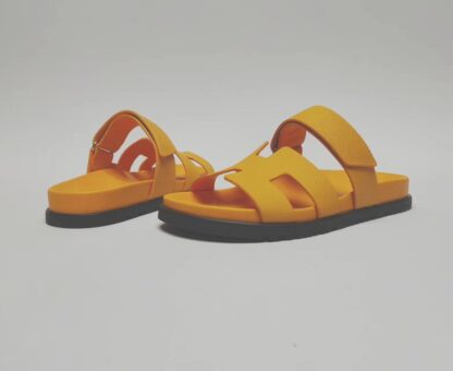 Hermès Couples Braided Yellow Slippers