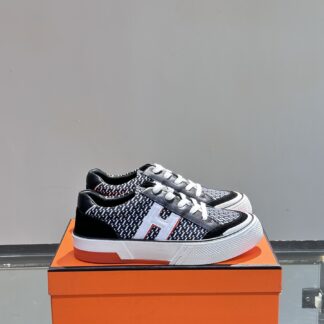 Hermes men's low-top comfortable black and white casual sneakers
