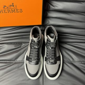 Hermes high-end noble gray and black high-top casual shoes