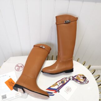 Hermès classic kelly buckle brown mid-calf boots