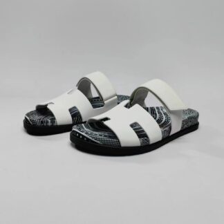 Hermès Couple Braided Black and White Slippers