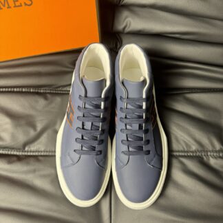 Hermes dark blue leather high-end noble high-top casual shoes