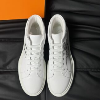 Hermes white leather high-end noble high-top casual shoes
