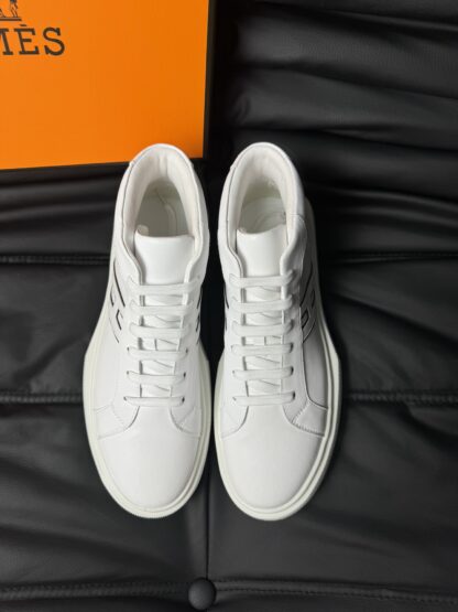 Hermes white leather high-end noble high-top casual shoes