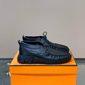 Hermès men's lace-up black versatile simple casual sports shoes