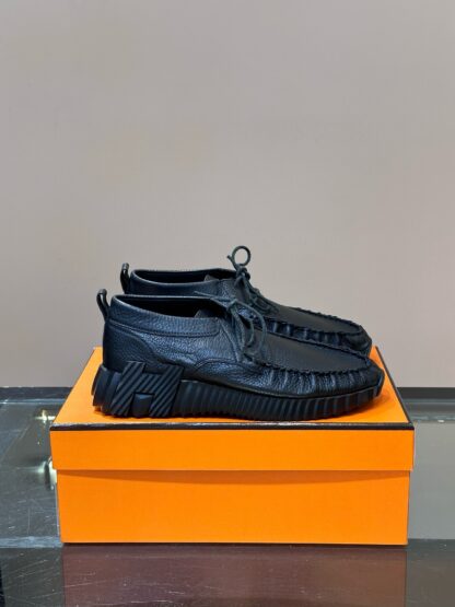 Hermès men's lace-up black versatile simple casual sports shoes