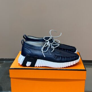 Hermes men's lace-up dark blue versatile simple casual sports shoes
