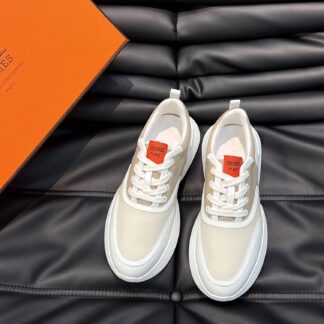 Hermes men's white apricot soft and comfortable casual sports shoes