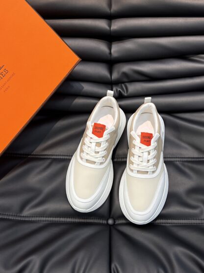 Hermes men's white apricot soft and comfortable casual sports shoes