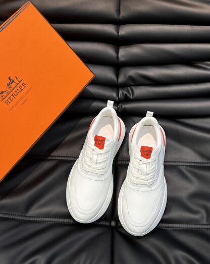 Hermes men's white and orange soft and comfortable casual sports shoes