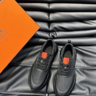 Hermes Men's Black Soft and Comfortable Casual Sneakers