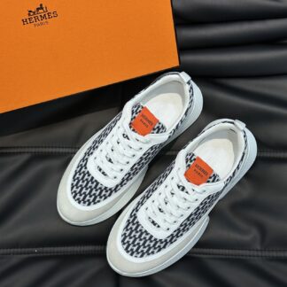 Hermes men's comfortable and soft white and black color matching casual sports shoes