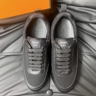 Hermes men's comfortable soft pure black casual sports shoes