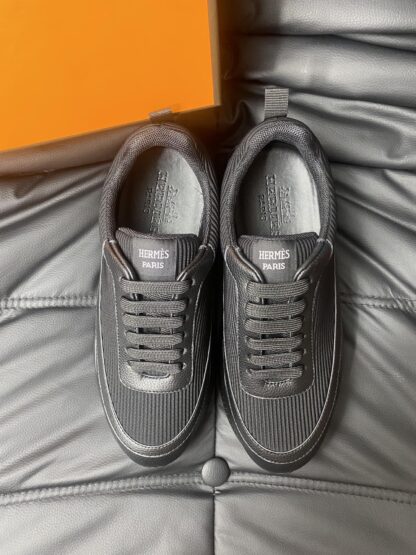 Hermes men's comfortable soft pure black casual sports shoes