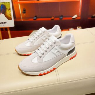 Hermès France Paris catwalk white and gray classic casual shoes